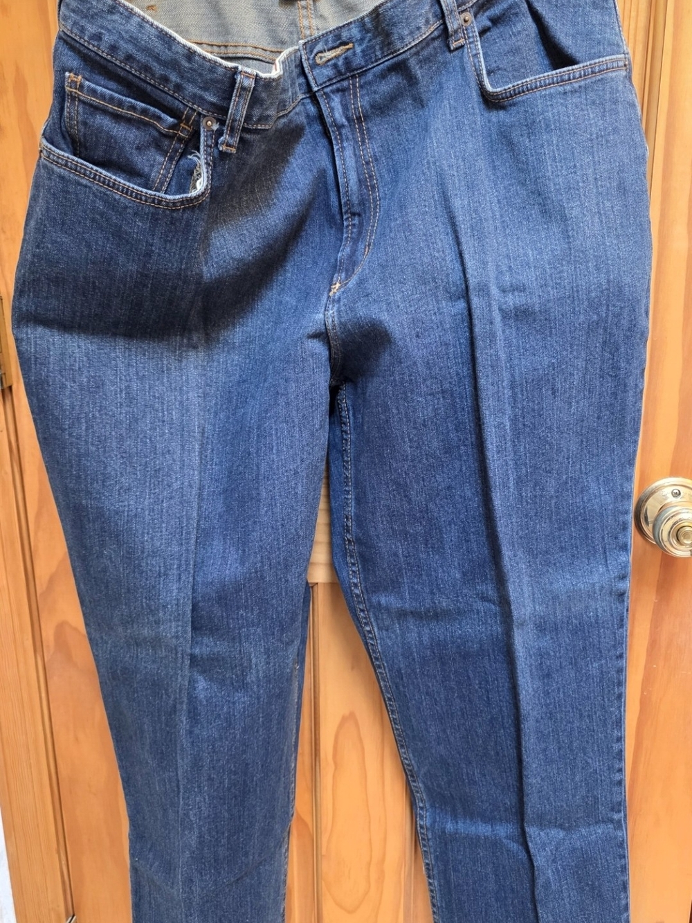 Lands' End Relaxed Fit Men's Jeans in Dark Blue Denim